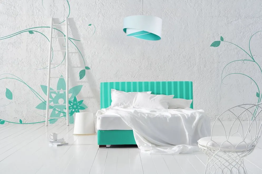 Lampa wisząca GEMSTONE WHITE biała/miętowa dwukolorowa asymetryczna | MIRAT. w stylu kolekcja