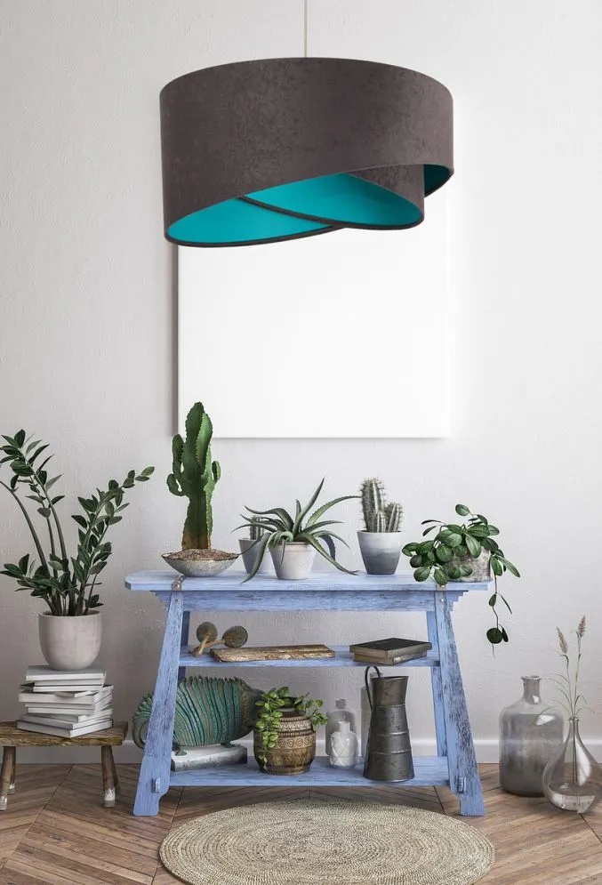 Lampa wisząca GEMSTONE GRAY grafitowa/turkusowa do salonu | MIRAT. w stylu  kolekcja