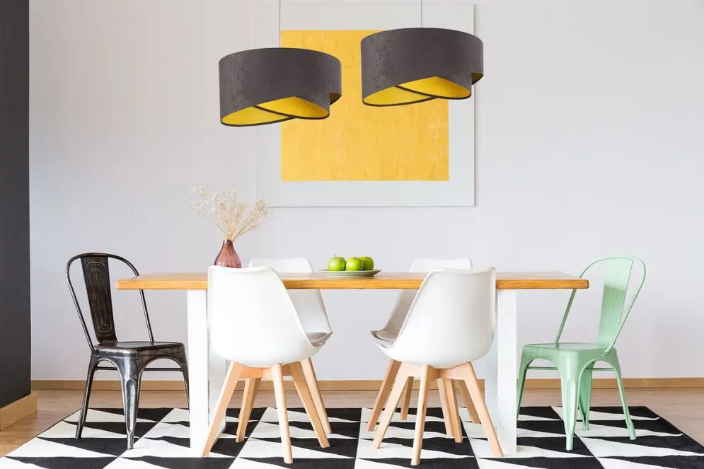 Lampa wisząca GEMSTONE GRAY grafitowa/żółta dwukolorowa | MIRAT. w stylu kolekcja
