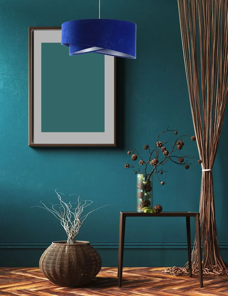 Lampa wisząca GEMSTONE niebieska/srebrna welurowa dwukolorowa | MIRAT. w stylu  kolekcja