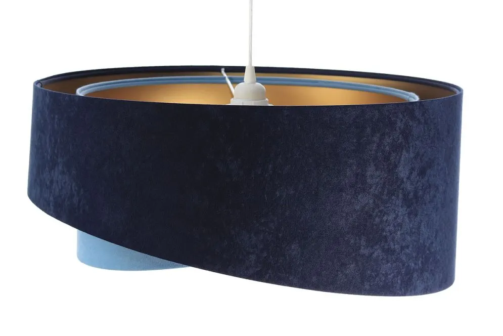 Lampa wisząca THUNDERCLOUD BLUE granatowa/złota welurowa asymetryczna | MIRAT. w stylu kolekcja
