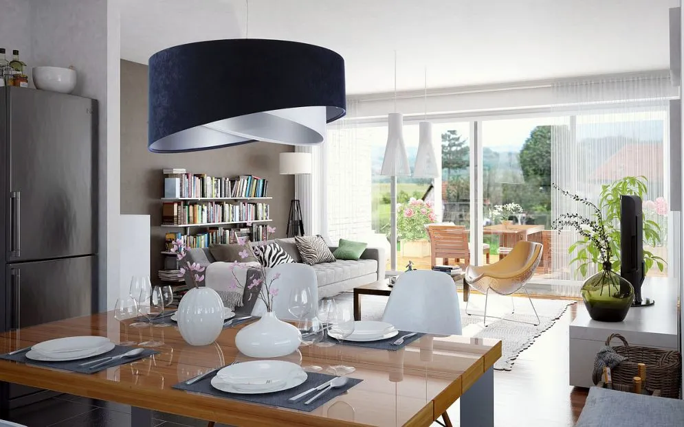 Lampa wisząca THUNDERCLOUD WHITE granatowa/srebrna welurowa | MIRAT. w stylu kolekcja