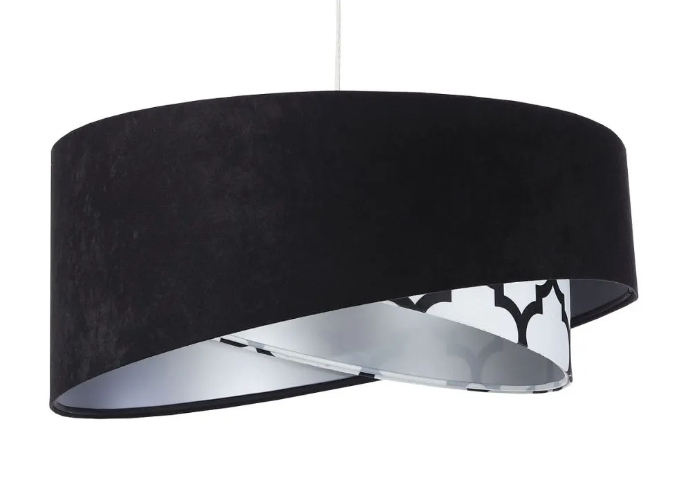 Lampa wisząca BLACK VELVET czarna/srebrna aksamitna do salonu | MIRAT. w stylu  kolekcja
