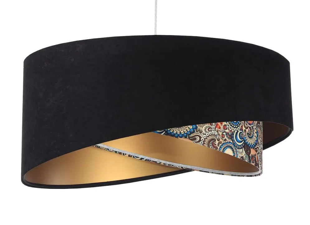 Lampa wisząca BLACK PATTERN czarna/złota welurowa asymetryczna | MIRAT. w stylu  kolekcja