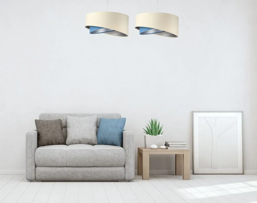 Lampa wisząca BEIGE beżowa/niebieska/srebrna asymetryczna | MIRAT. w stylu kolekcja