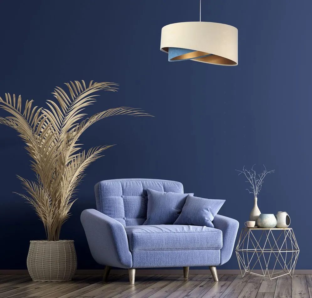 Lampa wisząca BEIGE beżowa/niebieska/złota do salonu | MIRAT. w stylu  kolekcja