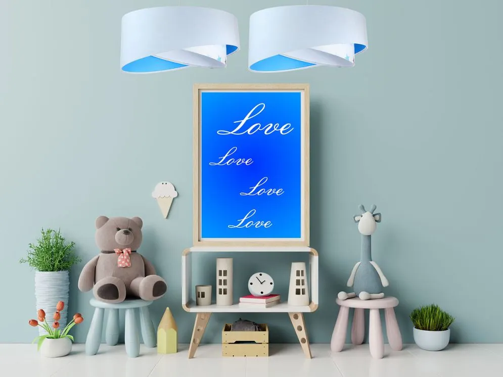 Lampa wisząca DREAMER biała/niebieska aksamitna do pokoju | MIRAT. w stylu kolekcja