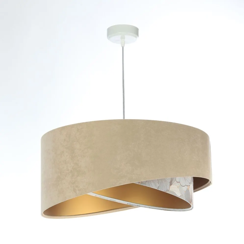 Lampa wisząca SAND FLOWER 1 beżowa/złota z motywem kwiatowym | MIRAT. w stylu kolekcja