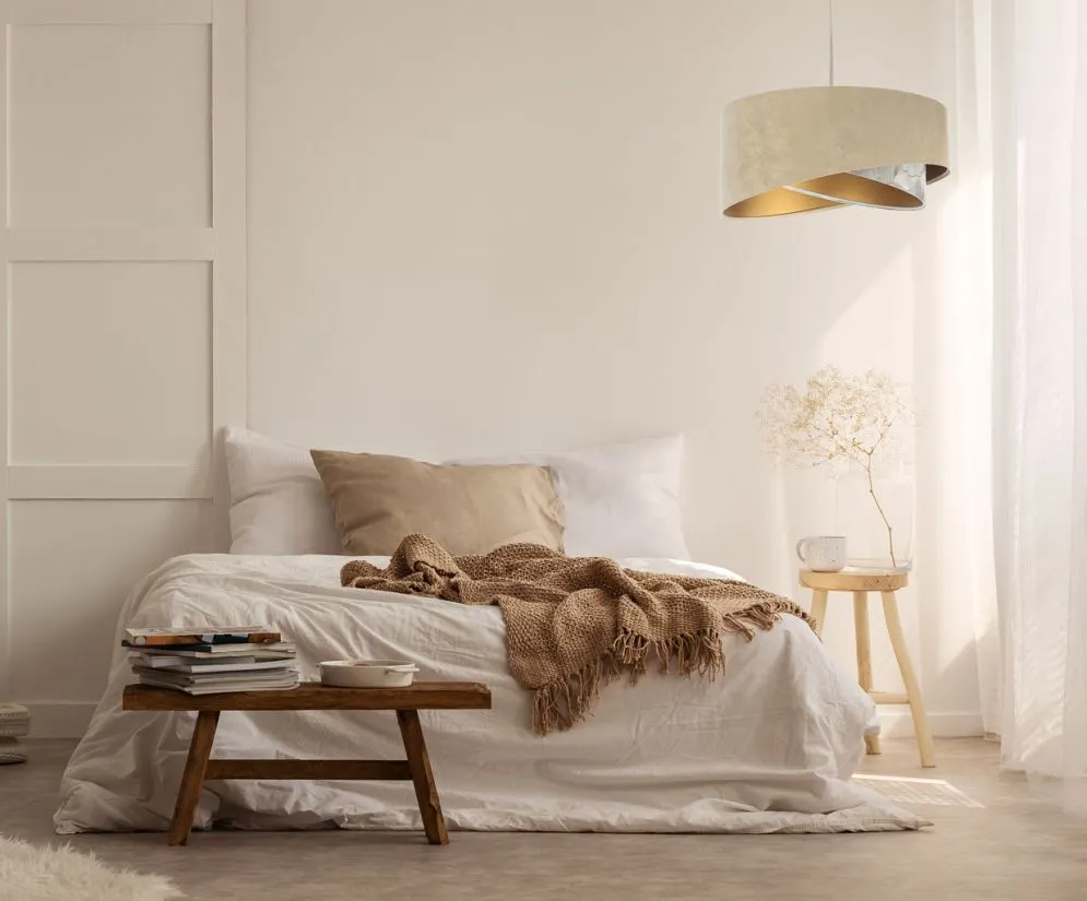 Lampa wisząca SAND FLOWER 1 beżowa/złota z motywem kwiatowym | MIRAT. w stylu kolekcja