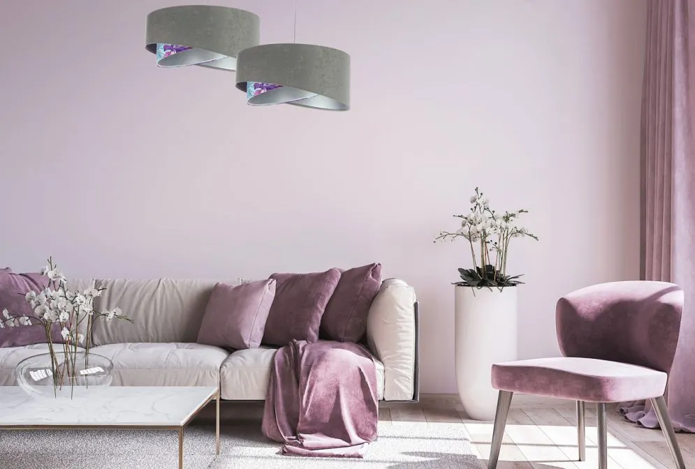 Lampa wisząca GRAY FLOWER szara/srebrna asymetryczna podwójny abażur | MIRAT. w stylu  kolekcja