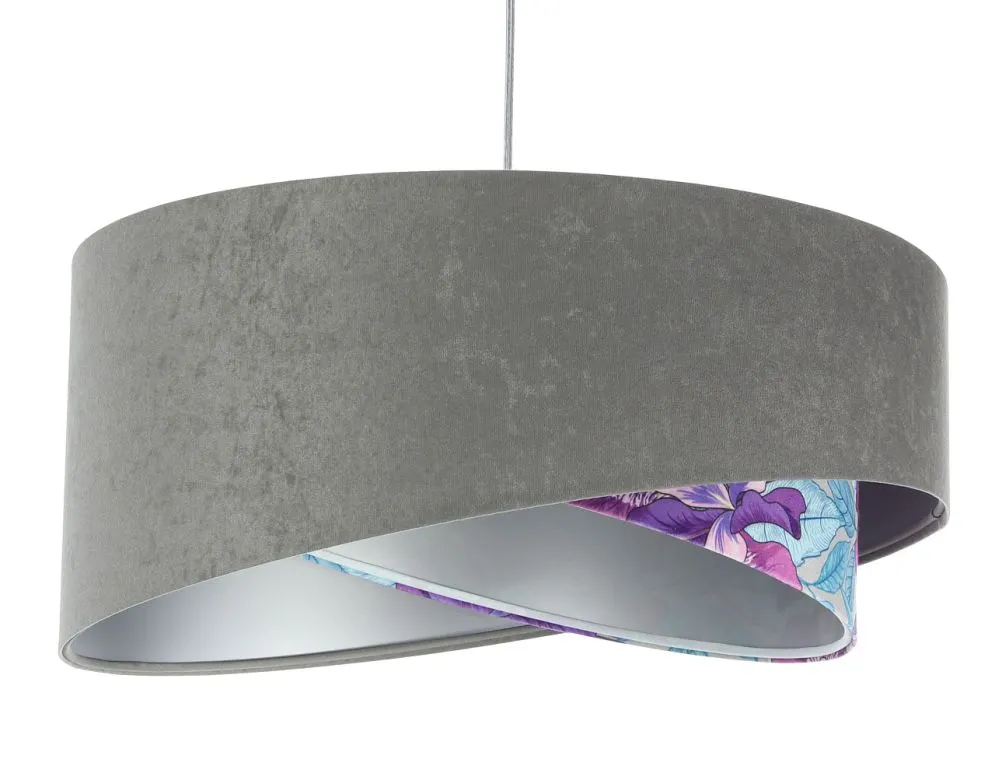 Lampa wisząca GRAY FLOWER szara/srebrna asymetryczna podwójny abażur | MIRAT. w stylu  kolekcja