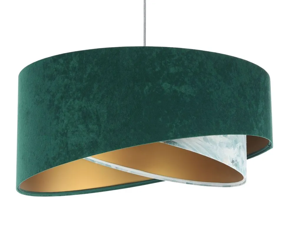 Lampa wisząca MALACHITE zielona/złota welurowa asymetryczna | MIRAT. w stylu kolekcja