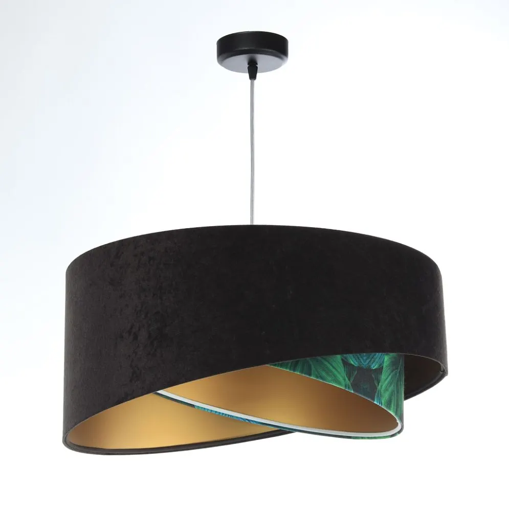 Lampa wisząca DARK ELEGANCE czarna/złota welurowa liście | MIRAT. w stylu kolekcja