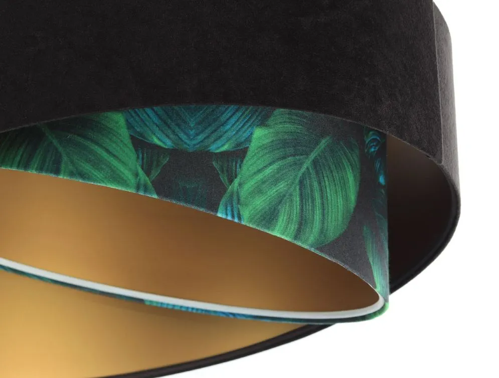 Lampa wisząca DARK ELEGANCE czarna/złota welurowa liście | MIRAT. w stylu kolekcja