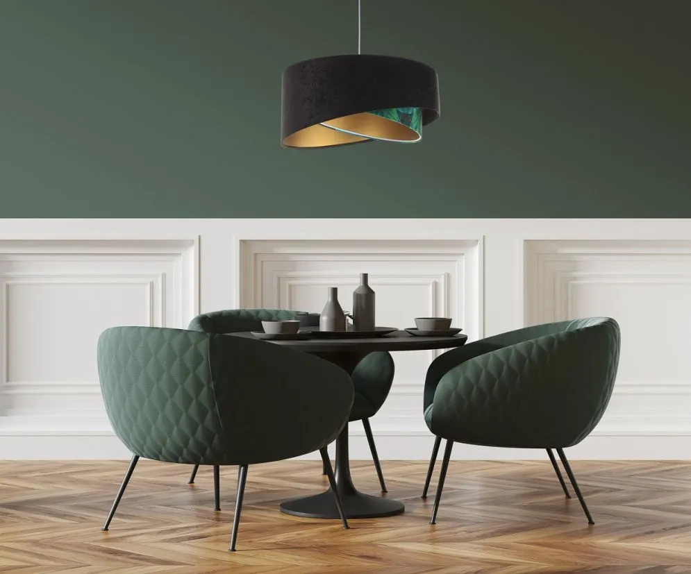 Lampa wisząca DARK ELEGANCE czarna/złota welurowa liście | MIRAT. w stylu kolekcja