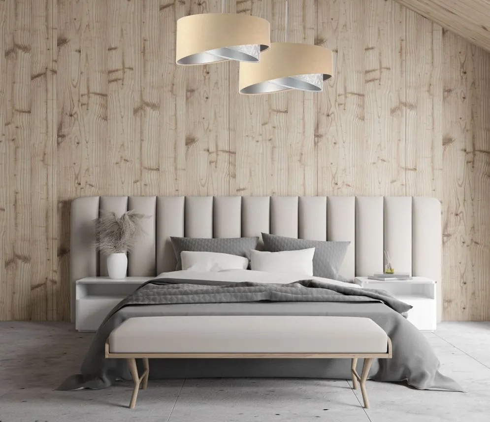 Lampa wisząca ALBIT beżowa srebrna trzykolorowa aksamitna | MIRAT. w stylu  kolekcja