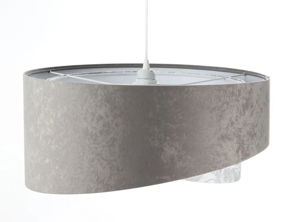 Lampa wisząca ALBIT szara/biała welurowa nowoczesna | MIRAT. w stylu  kolekcja