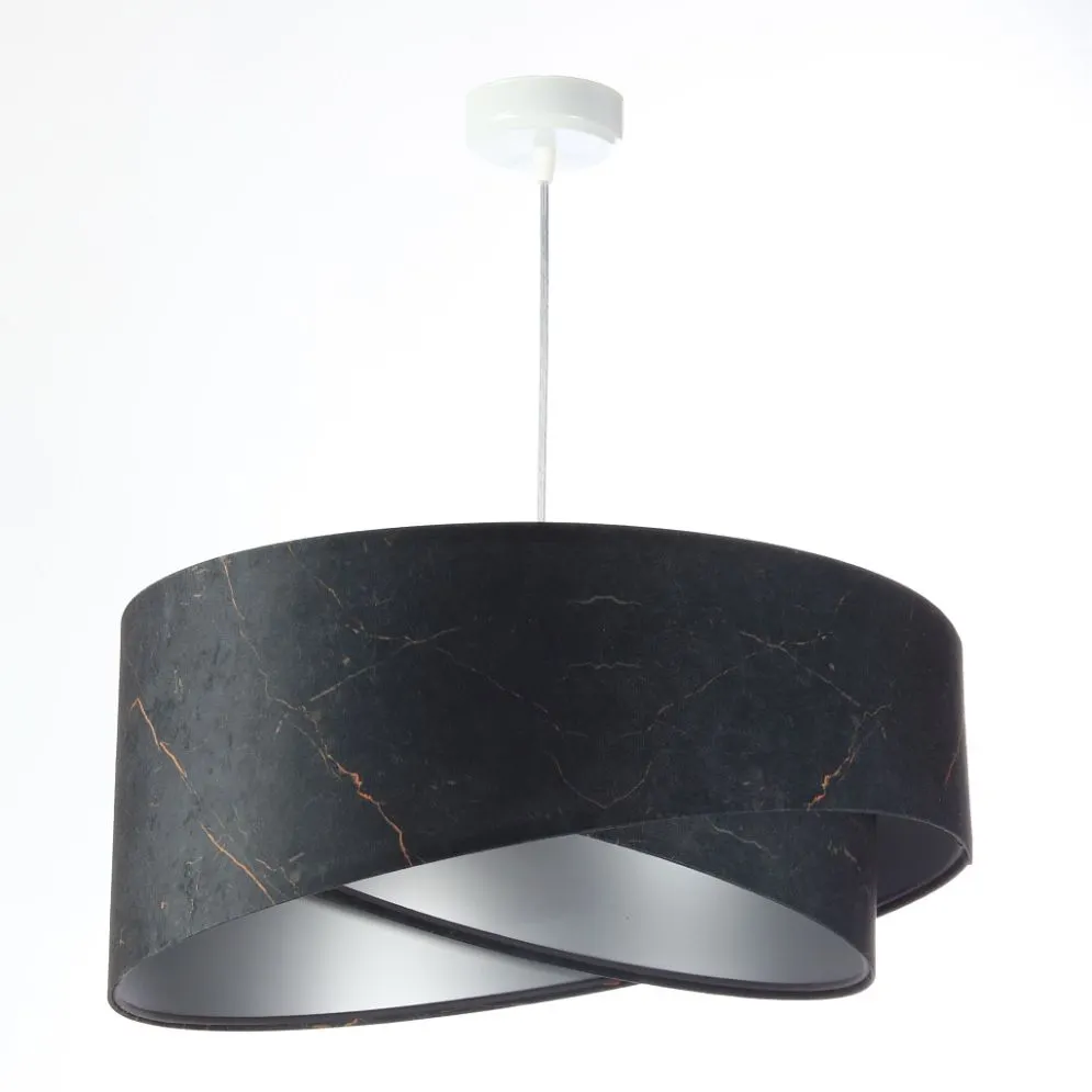 Lampa wisząca BLACK MARBLE czarna/srebrna asymetryczna aksamitna | MIRAT. w stylu kolekcja