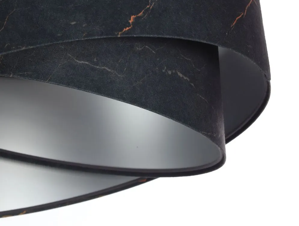 Lampa wisząca BLACK MARBLE czarna/srebrna asymetryczna aksamitna | MIRAT. w stylu kolekcja