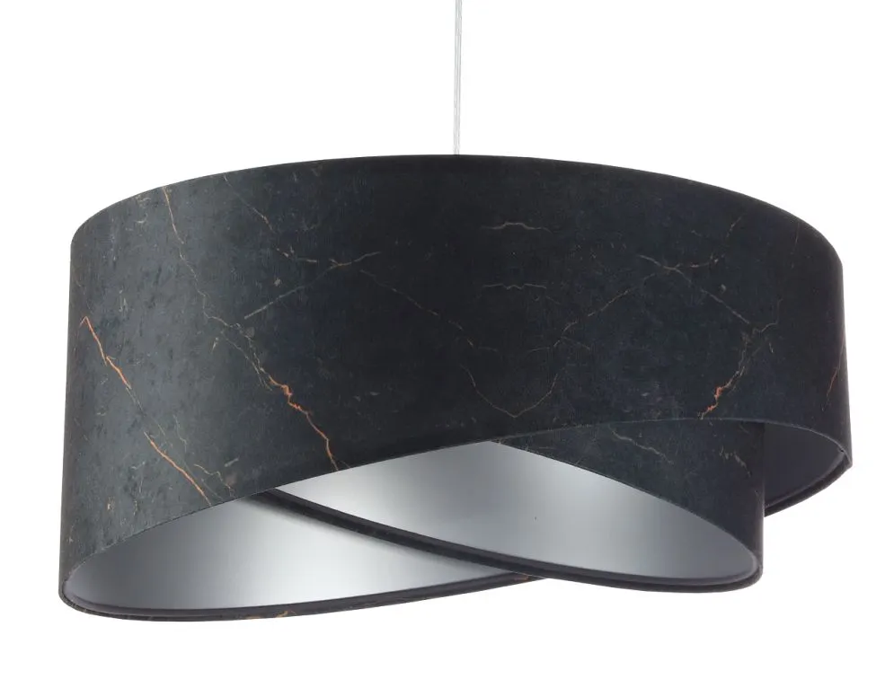 Lampa wisząca BLACK MARBLE czarna/srebrna asymetryczna aksamitna | MIRAT. w stylu kolekcja