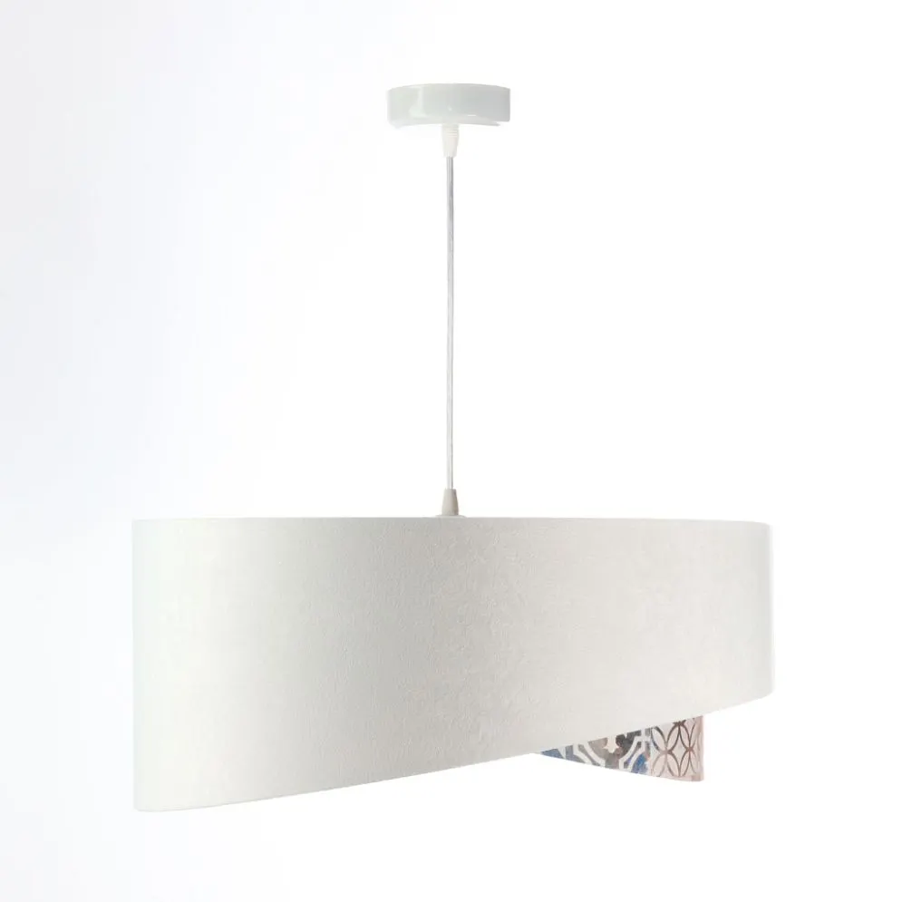 Lampa wisząca ALBIT GOLD biała/złota trzykolorowa welurowa | MIRAT. w stylu kolekcja