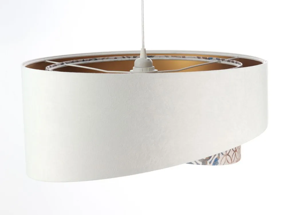 Lampa wisząca ALBIT GOLD biała/złota trzykolorowa welurowa | MIRAT. w stylu kolekcja