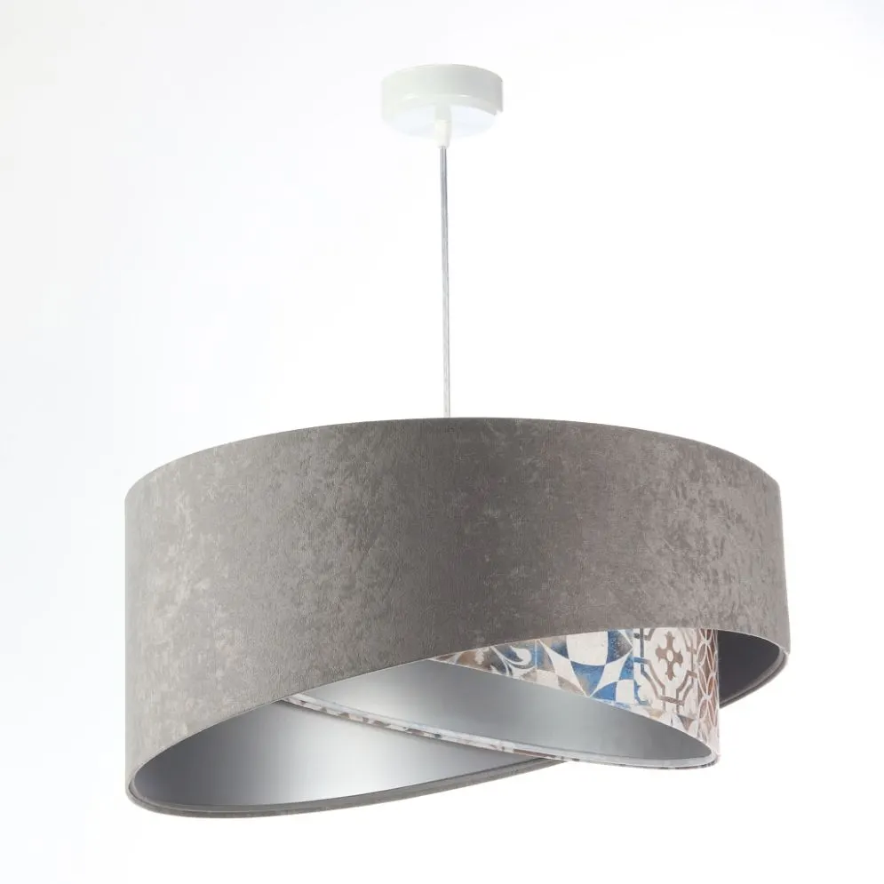 Lampa wisząca ASHES szara/srebrna aksamitna do salonu | MIRAT. w stylu  kolekcja