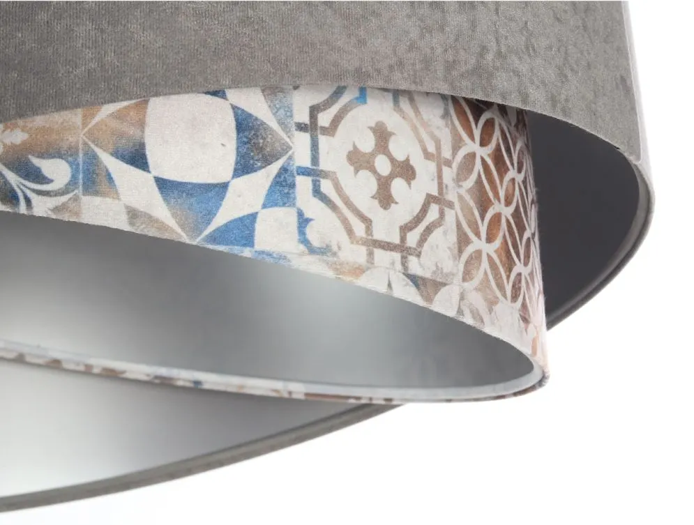 Lampa wisząca ASHES szara/srebrna aksamitna do salonu | MIRAT. w stylu  kolekcja