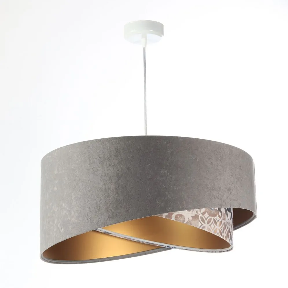Lampa wisząca ASHES szara/złota welurowa do jadalni | MIRAT. w stylu kolekcja