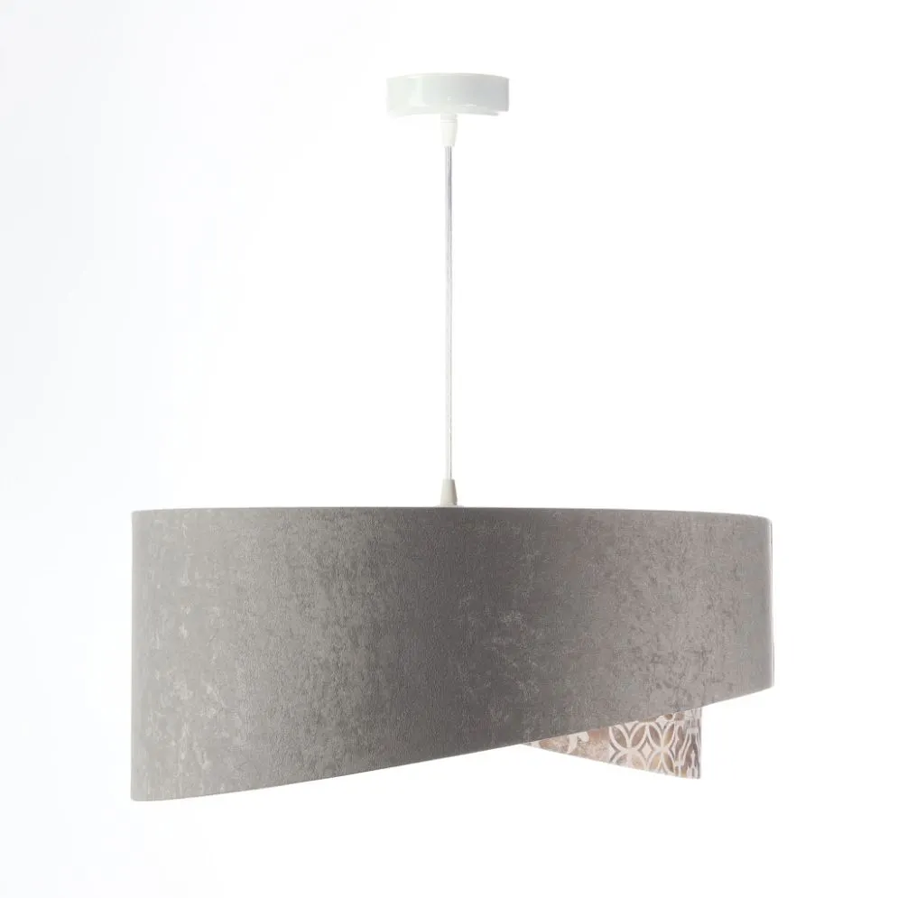 Lampa wisząca ASHES szara/złota welurowa do jadalni | MIRAT. w stylu kolekcja