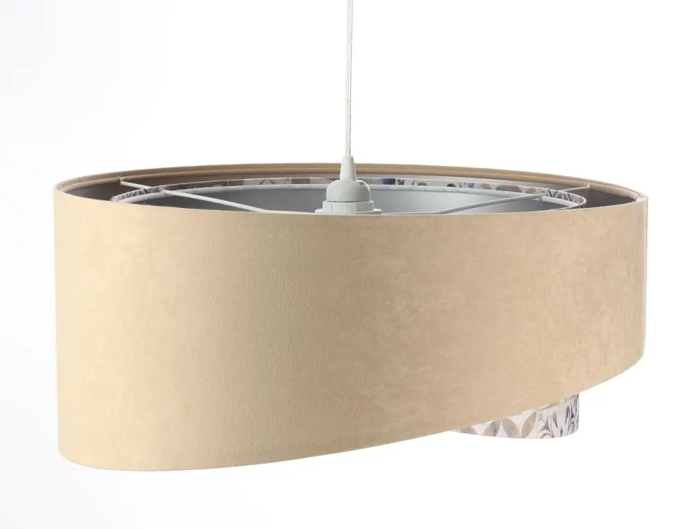 Lampa wisząca SANDERLING beżowa/srebrna welurowa do jadalni | MIRAT. w stylu kolekcja