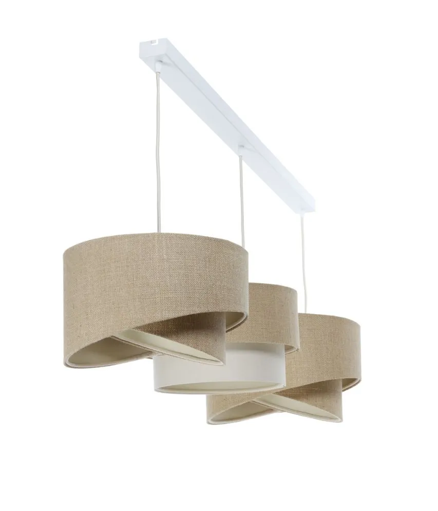 Designerska lampa wisząca na listwie BOHO-CHIC JUTA L3 MIX beżowa/kremowa I sklep meblowy MIRAT.
