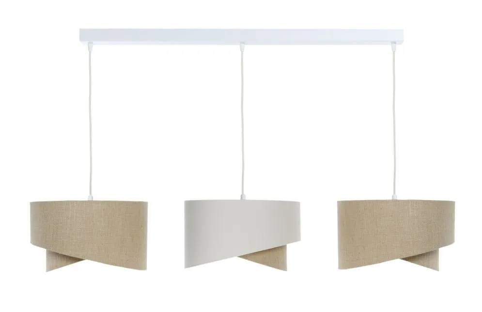Lampa wisząca na listwie BOHO-CHIC JUTA L3 MIX beżowa/kremowa asymetryczna I sklep meblowy MIRAT.