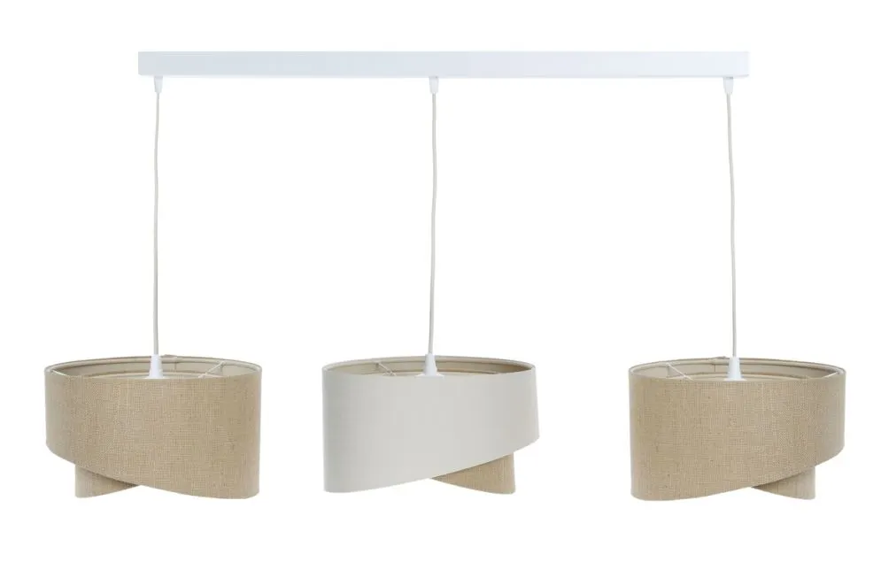 Lampa wisząca na listwie BOHO-CHIC JUTA L3 MIX beżowa/kremowa asymetryczna I sklep meblowy MIRAT.