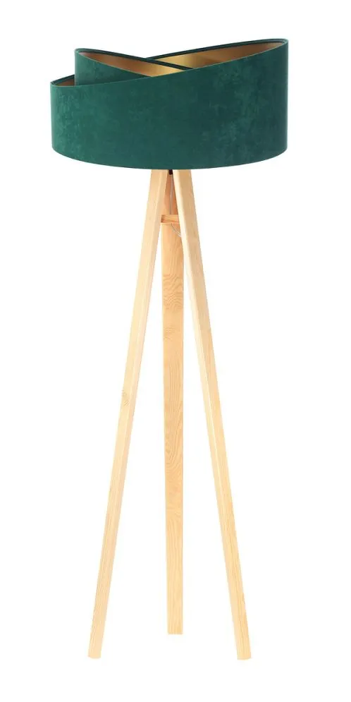 Lampa stojąca GEMSTONE zielona/sosna na trójnogu | MIRAT.