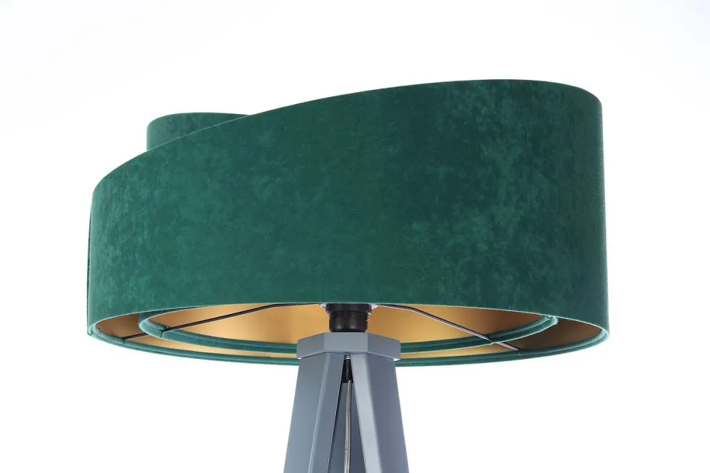 Lampa stojąca GEMSTONE zielona/szara asymetryczna welurowa | MIRAT.