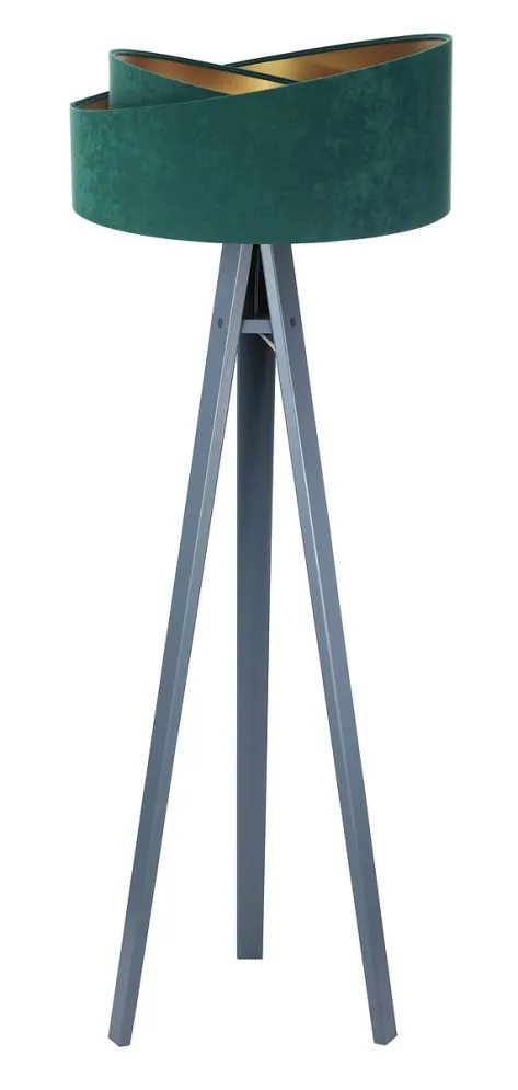 Lampa stojąca GEMSTONE zielona/szara asymetryczna welurowa | MIRAT.