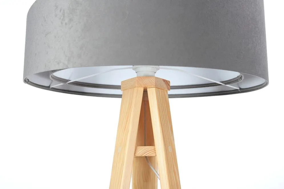 Lampa stojąca GEMSTONE szara/biała/sosna w stylu skandynawskim | MIRAT.