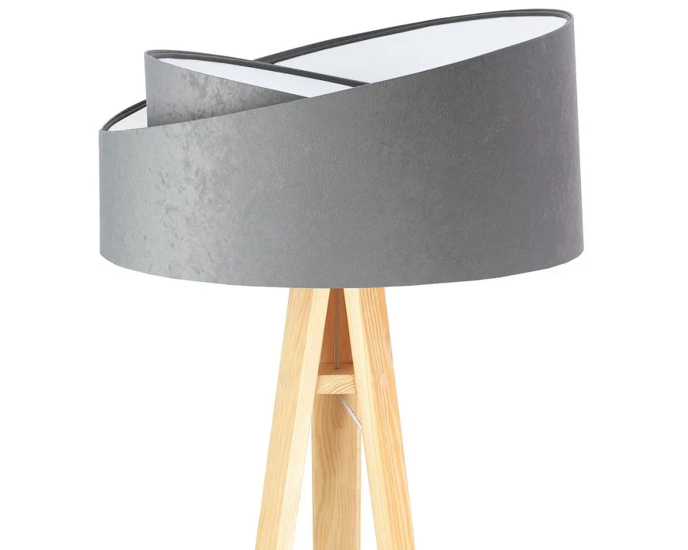 Lampa stojąca GEMSTONE szara/biała/sosna w stylu skandynawskim | MIRAT.