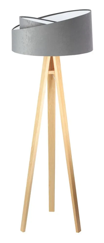 Lampa stojąca GEMSTONE szara/biała/sosna w stylu skandynawskim | MIRAT.