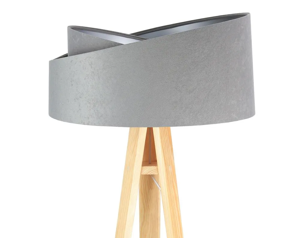 Lampa stojąca GEMSTONE szara/srebrna/sosna do salonu | MIRAT.