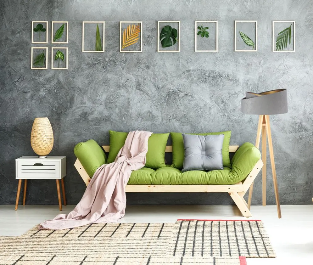 Lampa stojąca GEMSTONE szara/złota/sosna na trójnogu | MIRAT.