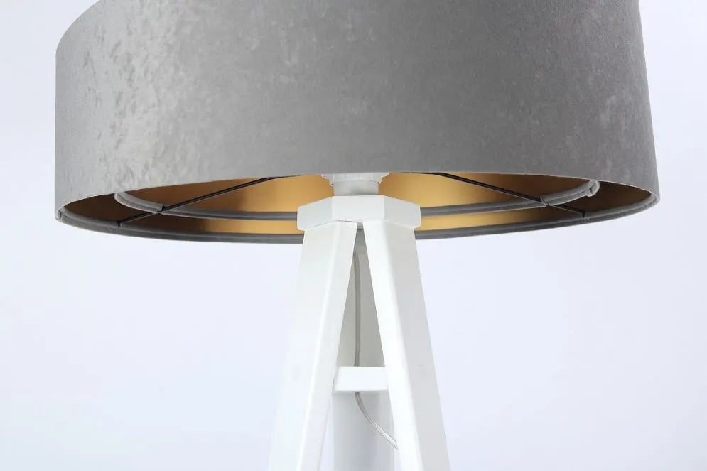 Lampa stojąca GEMSTONE szara/złota/biała w stylu skandynawskim | MIRAT.