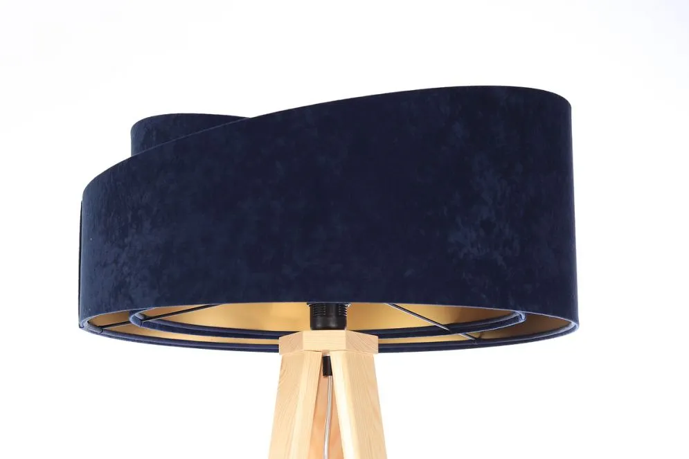 Lampa stojąca GEMSTONE granatowa/złota/sosna w stylu glamour | MIRAT.