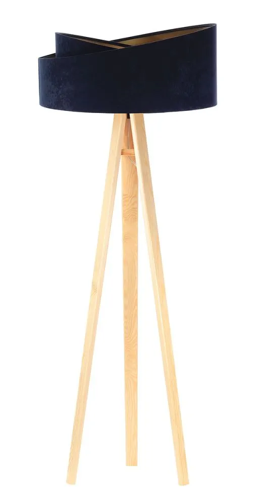 Lampa stojąca GEMSTONE granatowa/złota/sosna w stylu glamour | MIRAT.