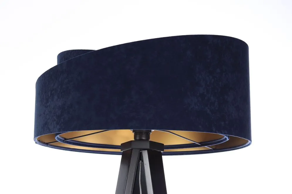 Lampa stojąca GEMSTONE granatowa/złota/czarna w stylu loft | MIRAT.