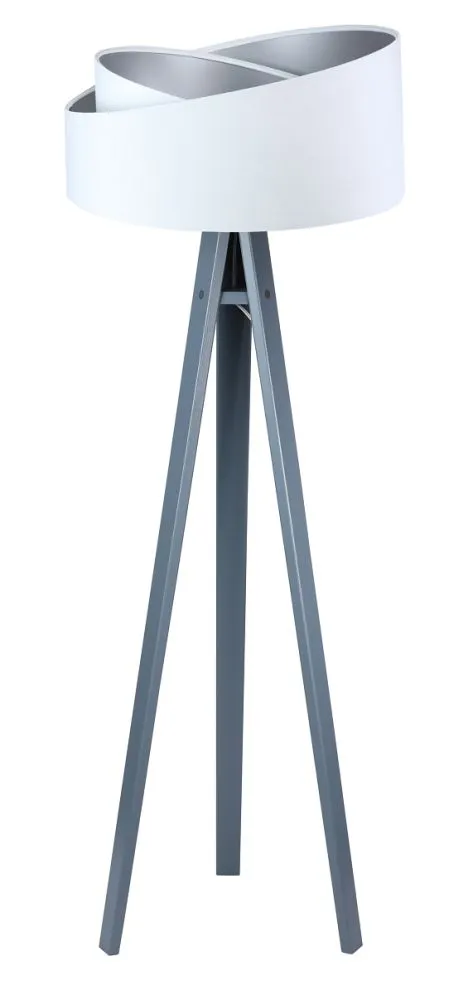 Lampa stojąca GEMSTONE biała/srebrna/szara z włącznikiem nożnym | MIRAT. w stylu  kolekcja