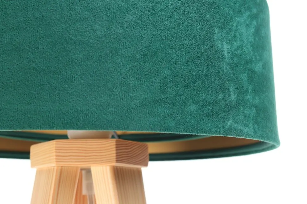 Lampa stołowa GEMSTONE zielona/złota/sosna na trójnogu | MIRAT. w stylu  kolekcja