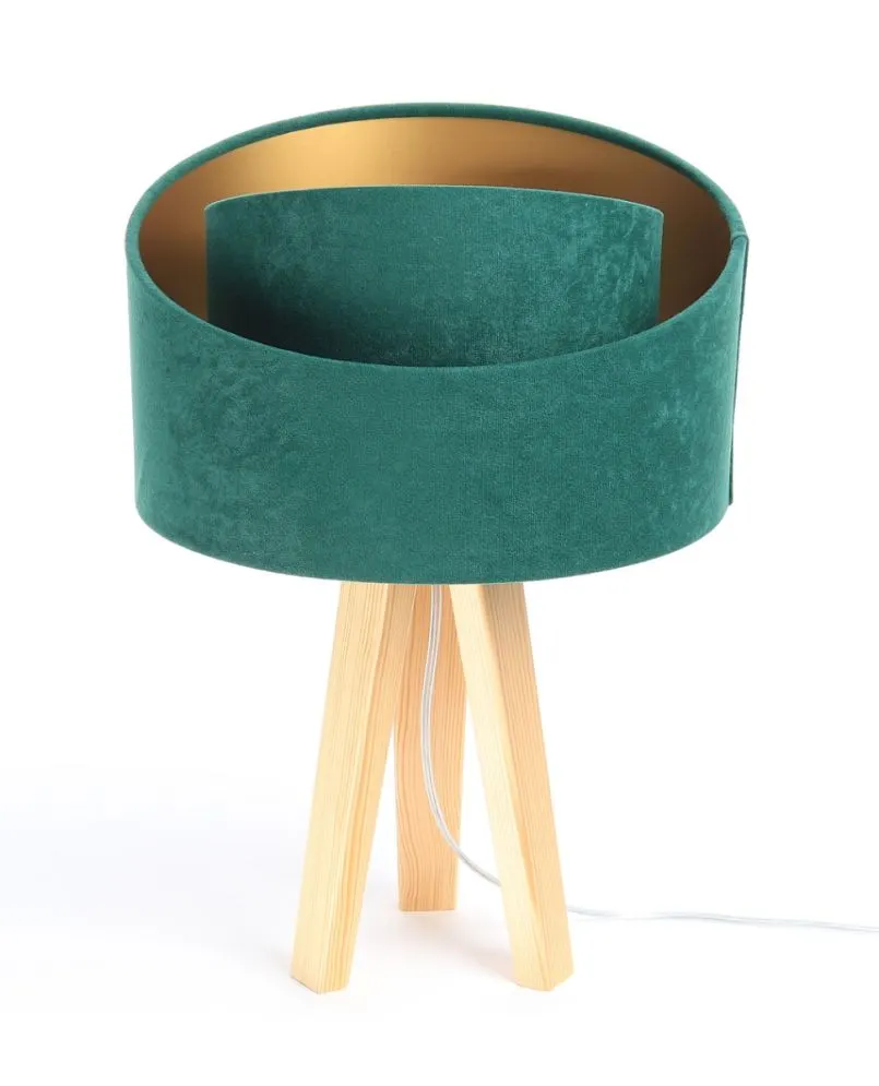 Lampa stołowa GEMSTONE zielona/złota/sosna na trójnogu | MIRAT. w stylu  kolekcja