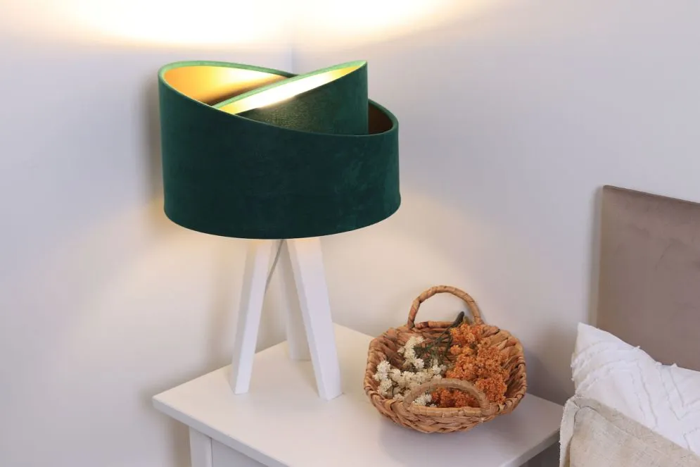Lampa stołowa GEMSTONE zielona/złota/biała do sypialni | MIRAT. w stylu kolekcja